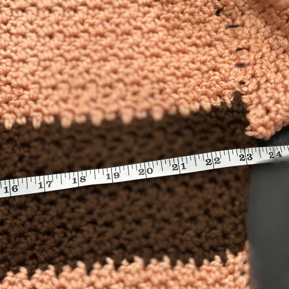 Handmade Striped Brown and Peach Women's Sweater - Picture 9 of 9